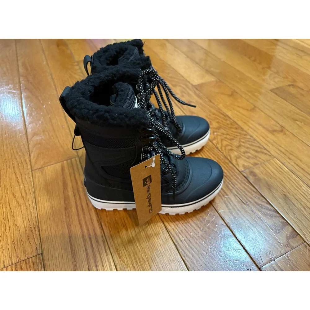 Quiksilver Kids Sub Zero Hi Black White Insulated‎ Winter Snow Boots Size 12 NEW